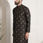 Sojanya Men Black & Brown Ethnic Motifs Printed Kurta | Swadesiicart