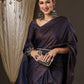Saree Mall Navy Blue & Gold-Toned Woven Design Zari Silk Blend Banarasi Sarees | Swadesiicart