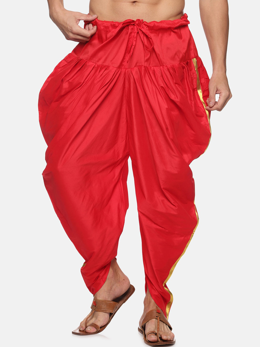 Sethukrishna Men Red Solid Dhoti Pant | Swadesiicart