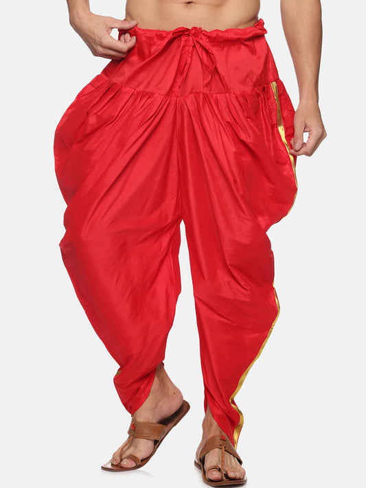 Sethukrishna Men Red Solid Dhoti Pant | Swadesiicart