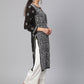 ADA Women Black & White Chikankari Hand Embroidered Semi-Sheer Straight Sustainable Handloom Kurta | Swadesiicart