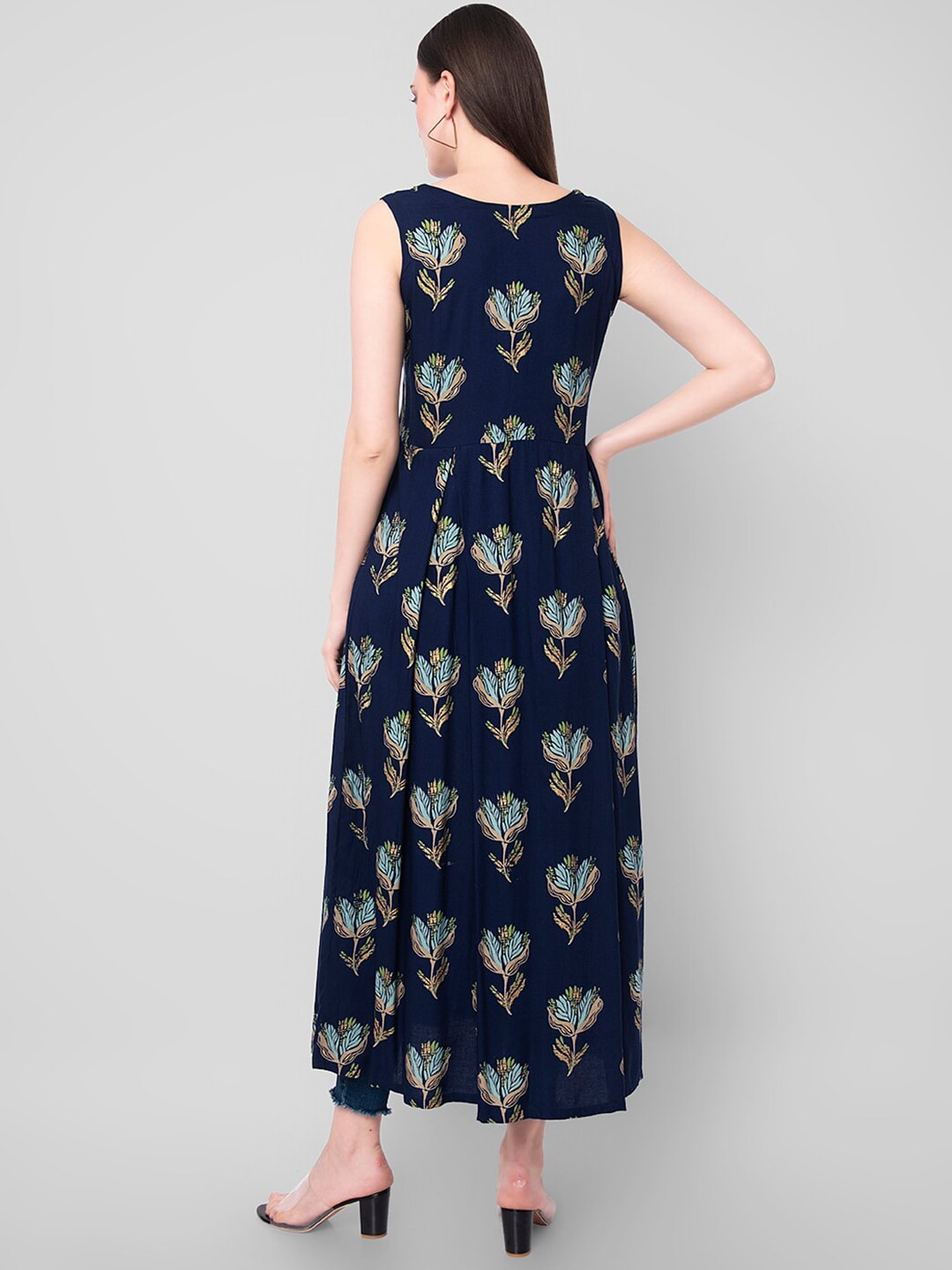 Kalini Women Blue Ethnic Motifs Printed A-Line Kurta - Swadesiicart