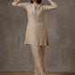 trueBrowns Beige White Printed Silk Co-Ord Set - Swadesiicart