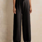 trueBrowns Black Woollen Flared Pants | Swadesiicart