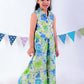 Lil Drama Jaipur Print Stylish Top with Pant Co-ordinate Set for Girls - Green - Swadesiicart