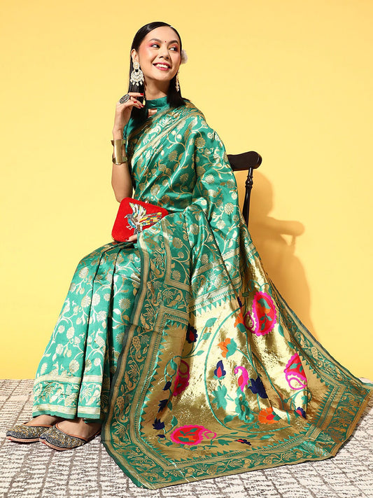 Saree Mall Ethnic Motifs Silk Blend Banarasi Sarees | Swadesiicart