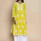 HOUSE OF KARI Floral Chikankari Embroidered Cotton Straight Kurta | Swadesiicart
