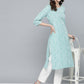 HERE&NOW Women Green & White Bandhani Print Straight Kurta - Swadesiicart