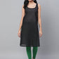 ADA Women Black & Pink Chikankari Hand Embroidered Semi-Sheer Straight Sustainable Kurta With Slip | Swadesiicart