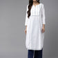 ADA Ethnic Motifs Embroidered Chikankari White Romance Kurta | Swadesiicart