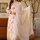 The52 White Women's Gorgeous Embroidered Chinon Fabric Straight Kurta Palazzo and Dupatta Set - Swadesiicart
