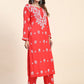 HOUSE OF KARI Floral Embroidered Chikankari Pure Cotton Straight Kurta With Trousers | Swadesiicart