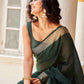 Tikhi Imli Green & Gold-Toned Polycotton Zari Ready to Wear Saree | Swadesiicart