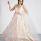House of Panchhi Cream Net Sequins And Thread Embroidery Lehenga Choli & Dupatta | Swadesiicart