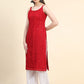 Kalini Paisley Embroidered Sequinned Chikankari Georgette Kurta | Swadesiicart