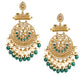 Yellow Chimes Gold-Polished & Green Circular Drop Earrings - Swadesiicart