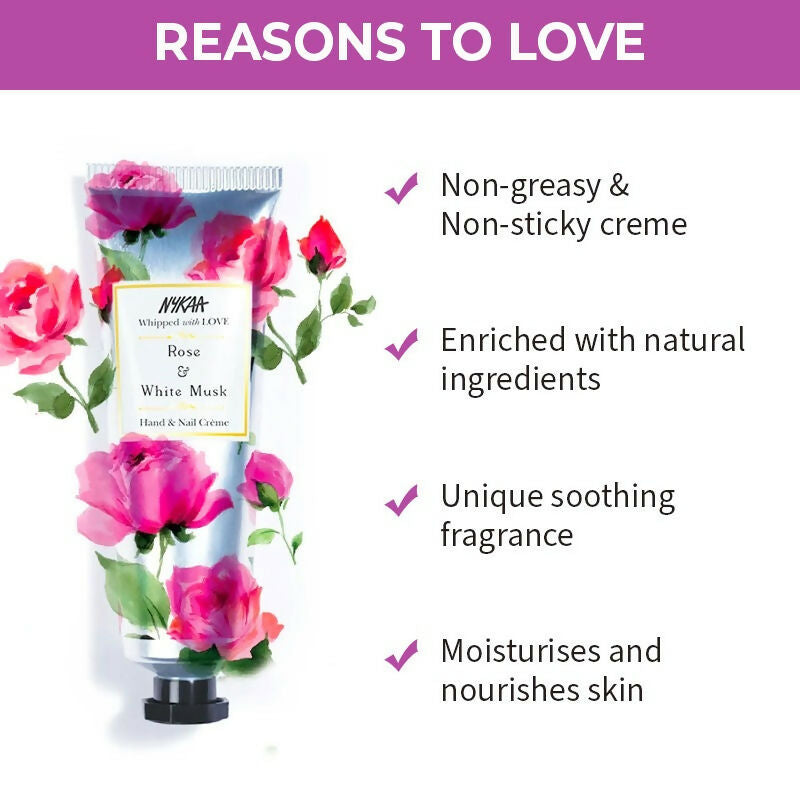 Nykaa Rose & White Musk Hand & Nail Creme - Swadesiicart