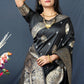 Jyoti Fashion Women's Black Paithani Silk Zari Woven Saree with Blouse | Swadesiicart