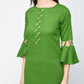 Aniyah Cotton Criss Cross Bell Sleeves Straight Kurta In Green (AN-101A) - Swadesiicart