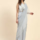 Light Grey Lycra Solid Ready to Wear Saree with stitched Blouse - Nita | Swadesiicart