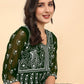 HERE&NOW Chikankari Embroidered Thread Work Georgette Anarkali Kurta | Swadesiicart
