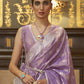 Mitera Lavender & Gold-Toned Ethnic Motifs Zari Silk Blend Banarasi Saree | Swadesiicart