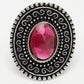 NVR Women's Pink Silver-Toned German Silver Adjustable Finger Ring | Swadesiicart