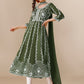 HERE&NOW Green & White Ethnic Motifs Embroidered Chikankari Kurta & Dupatta | Swadesiicart