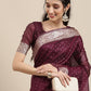 Saree Mall Maroon Woven Design Zari Silk Blend Banarasi Saree | Swadesiicart