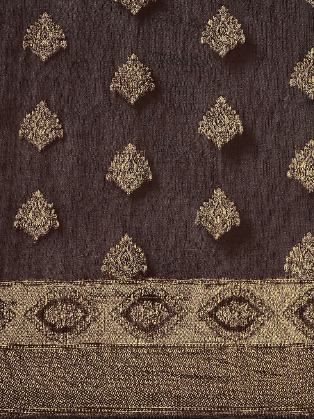 Saree Mall Brown Ethnic Motifs Linen Blend Banarasi Saree | Swadesiicart