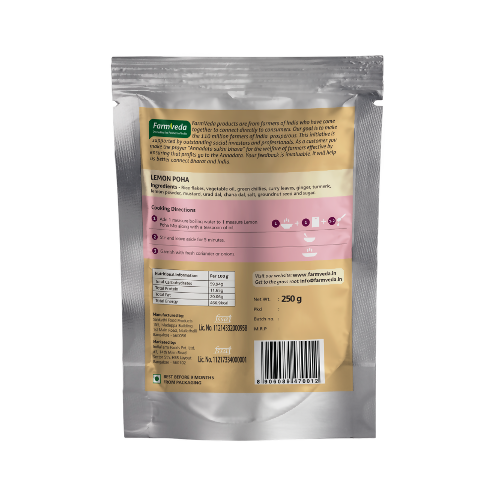 Farmveda Instant Mix- Lemon Poha - Swadesiicart