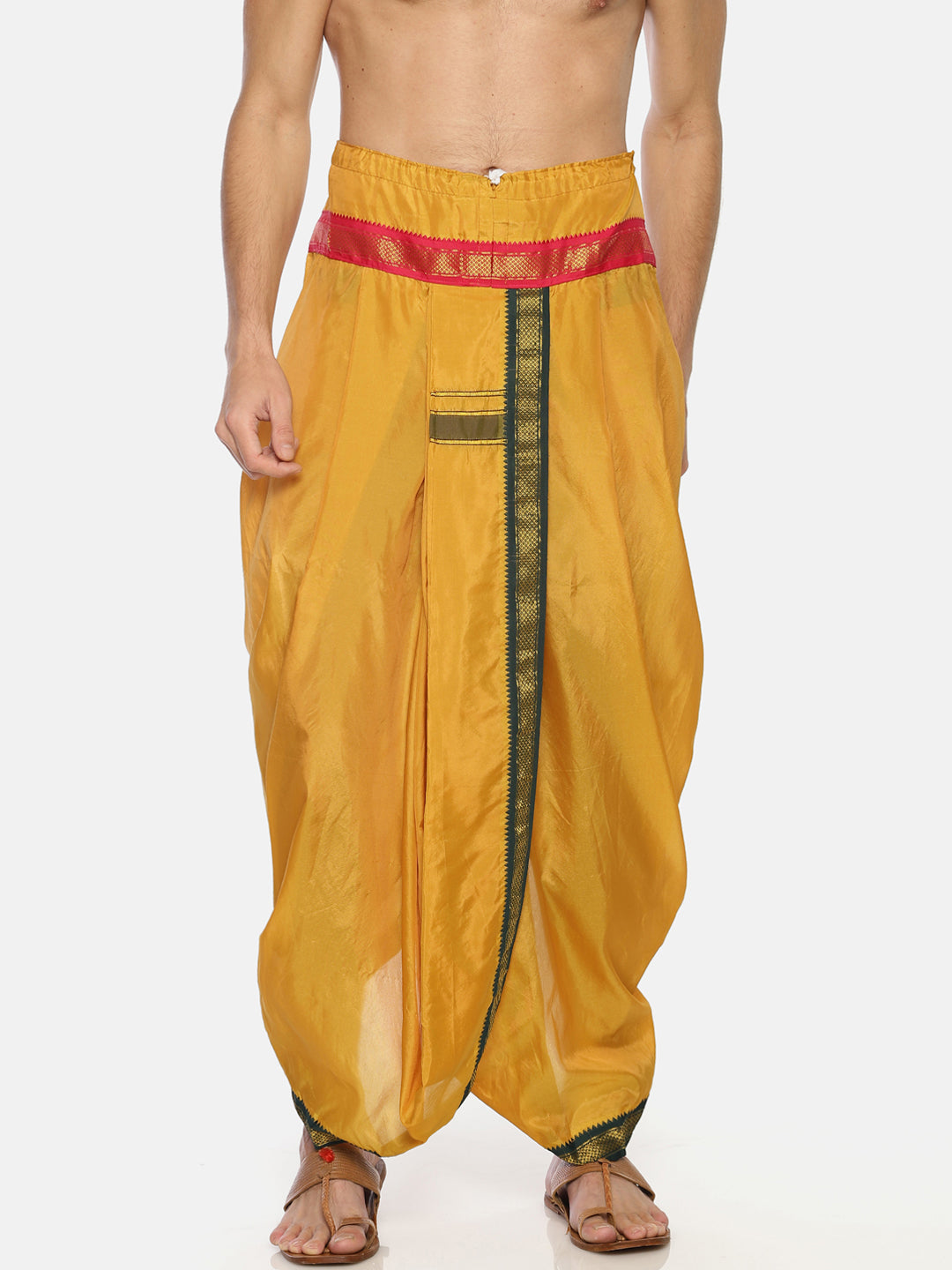 Sethukrishna Men Mustard Yellow Solid Readymade Dhoti Pant | Swadesiicart