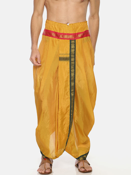 Sethukrishna Men Mustard Yellow Solid Readymade Dhoti Pant | Swadesiicart