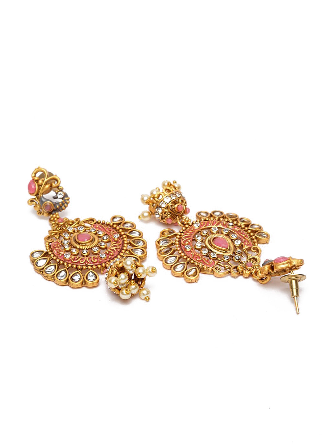 Shining Diva Gold-Toned Dome Shaped Jhumkas - Swadesiicart
