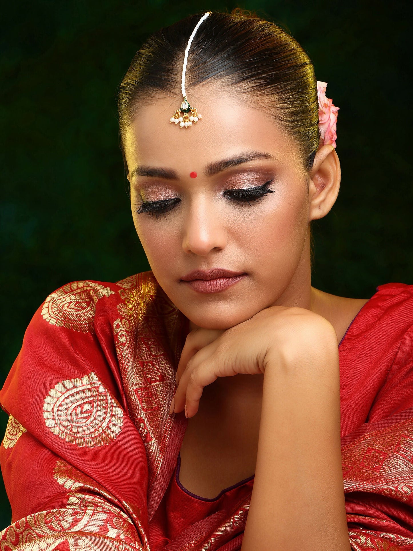 Ruby Raang Gold Kundan Maang Tikka | Swadesiicart
