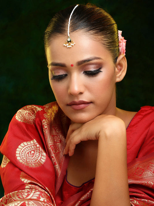 Ruby Raang Gold Kundan Maang Tikka | Swadesiicart