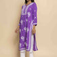HOUSE OF KARI Ethnic Motifs Chikankari Embroidered Notched Round Neck Straight Kurta | Swadesiicart