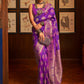 Mitera Women Purple & Gold-Toned Woven Design Zari Silk Blend Banarasi Saree | Swadesiicart