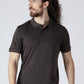 Alcis Men Brown Solid Polo Collar T-shirt | Swadesiicart
