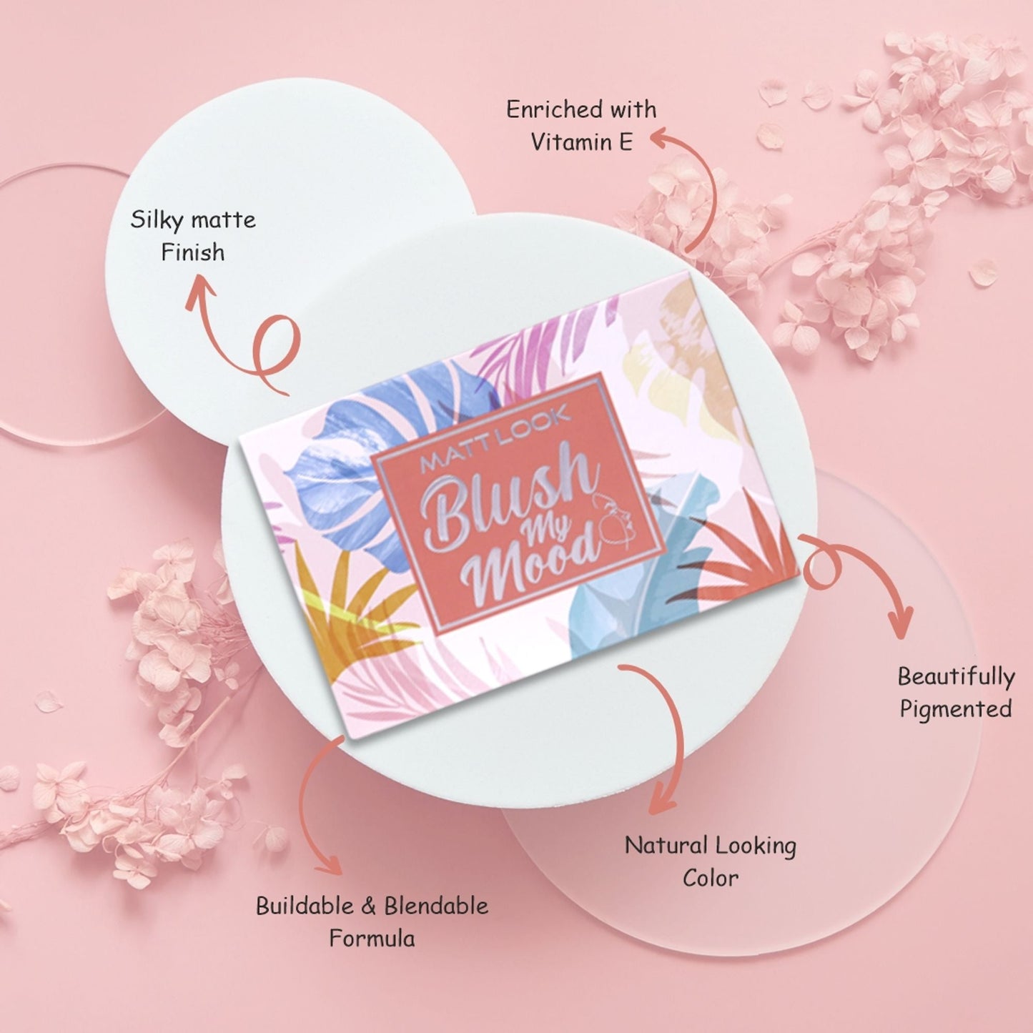 Matt Look Blush My Mood Highly Pigmented Blusher Palette - 02 Beautiful Inside Out - Swadesiicart