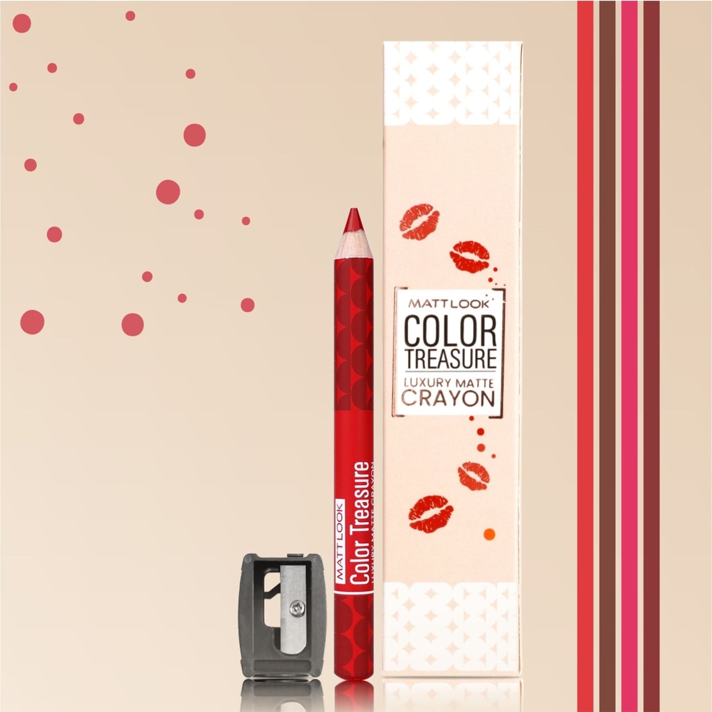 Matt Look Color Treasure Luxury Matte Lip Pencil Crayon - 02 Fire Ruby - Swadesiicart
