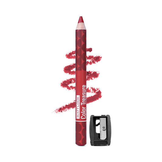 Matt Look Color Treasure Luxury Matte Lip Pencil Crayon - 03 Red Fantasy - Swadesiicart