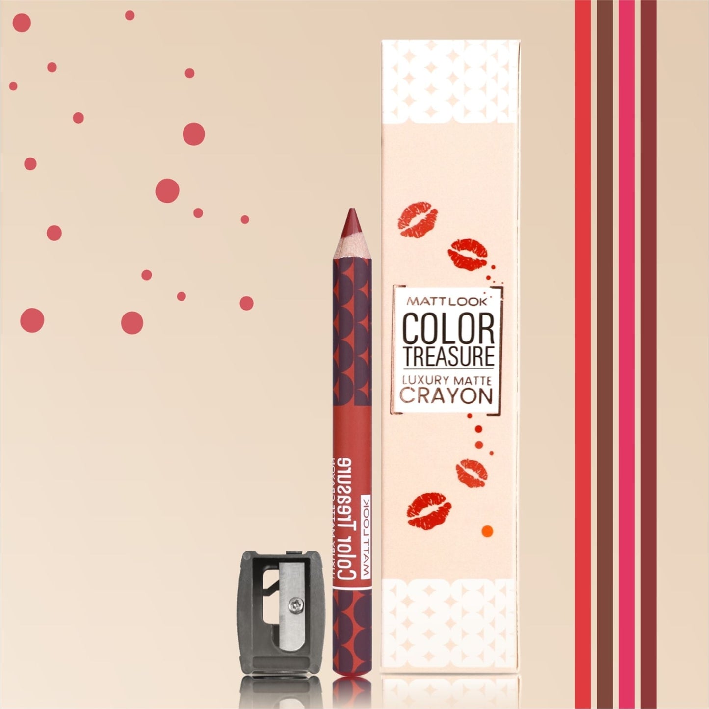 Matt Look Color Treasure Luxury Matte Lip Pencil Crayon - 05 Real Burgundy - Swadesiicart