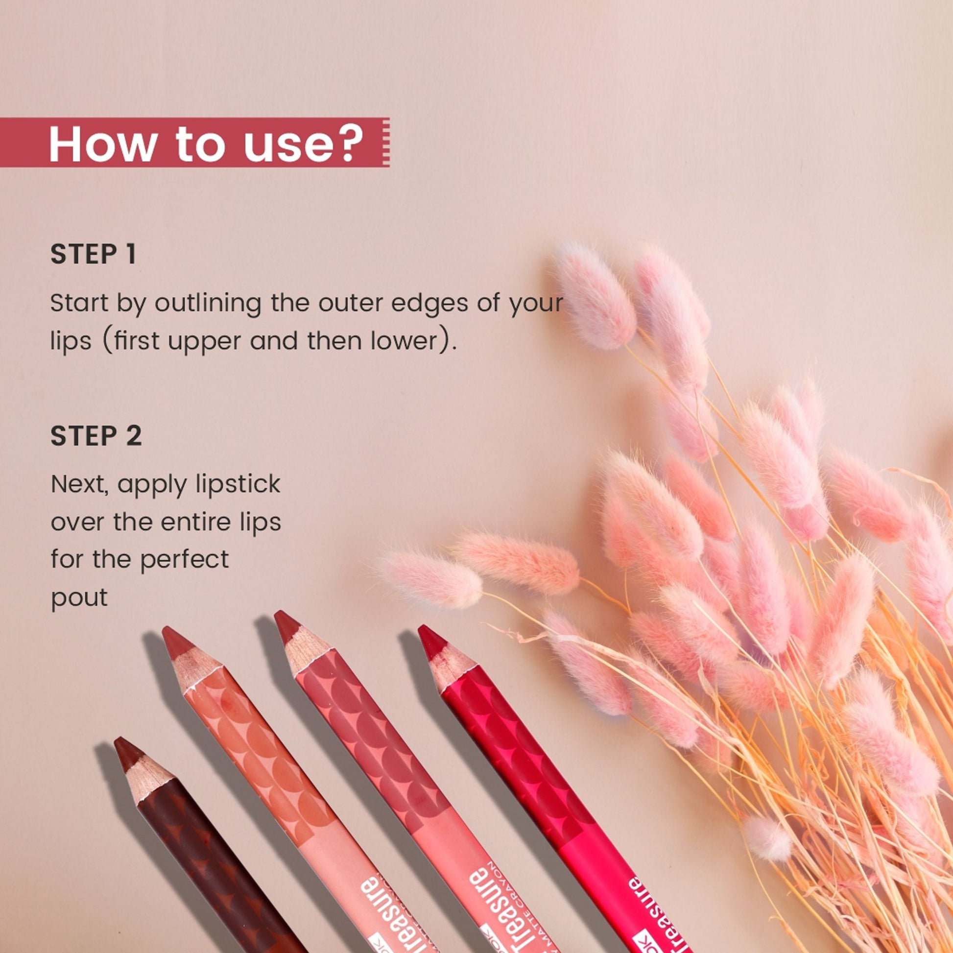 Matt Look Color Treasure Luxury Matte Lip Pencil Crayon - 05 Real Burgundy - Swadesiicart