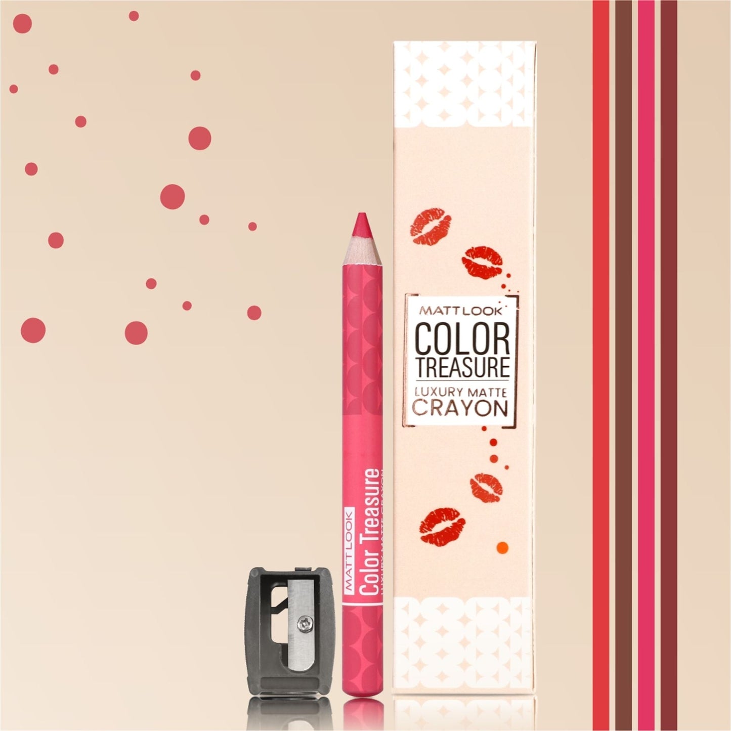 Matt Look Color Treasure Luxury Matte Lip Pencil Crayon - 09 Fuchsia Fever - Swadesiicart