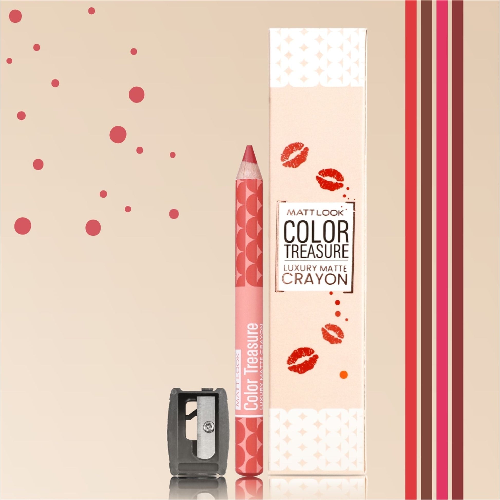 Matt Look Color Treasure Luxury Matte Lip Pencil Crayon - 13 Candy Peach - Swadesiicart