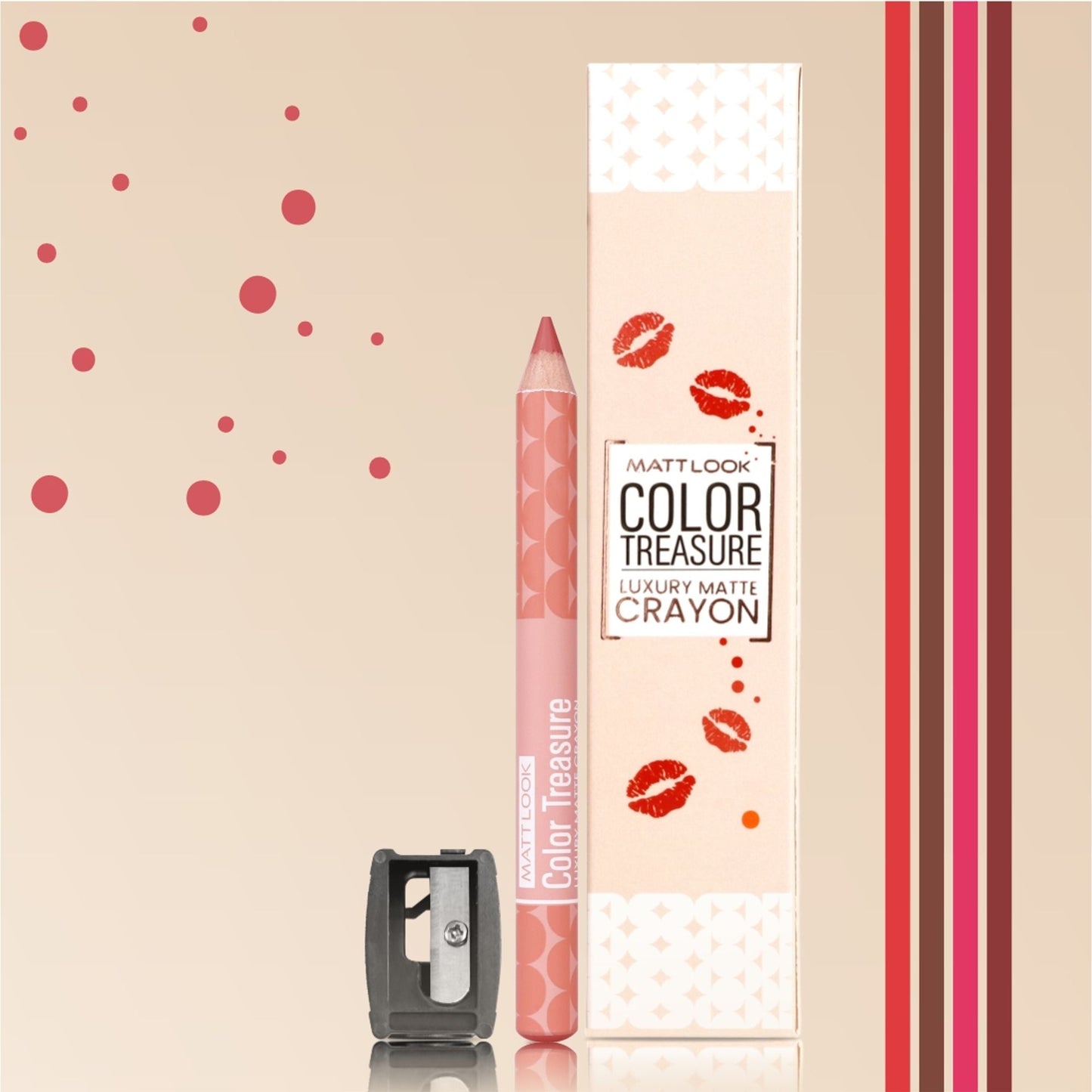 Matt Look Color Treasure Luxury Matte Lip Pencil Crayon - 14 Natural Nude - Swadesiicart