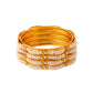NVR Women's Set of 4 Gold-Polished Traditional Pearls Beaded Bangles - Swadesiicart