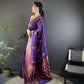 Joban Fashion Banarasi Purple Woven Soft Silk Saree | Swadesiicart