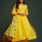 Aayaa Viscose Organza Dyeable Hand Painted Suit - Lemon Yellow